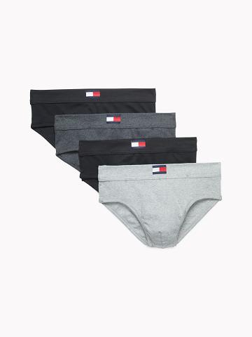 Férfi Tommy Hilfiger Pamut classics hip brief 4pk Briefs Fekete Szürke | HU 1328WNB